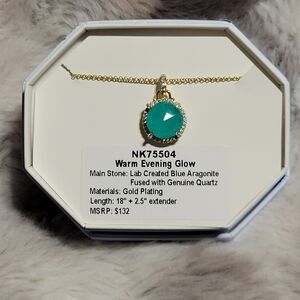 Elegant Gold Necklace with Blue Aragonite